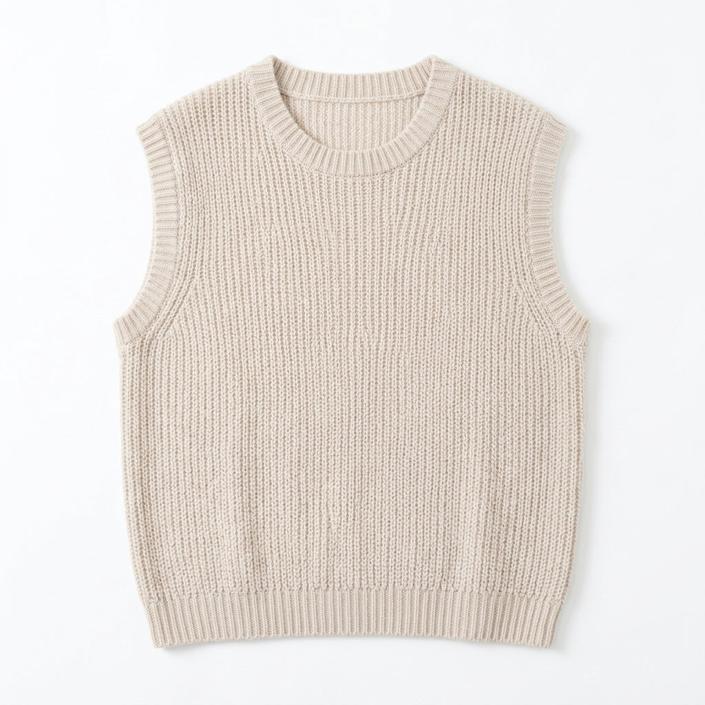 Qwecridj™ Halo Textured Knit Vest – Unisex Sleeveless Sweater, Relaxed Layering Vest, Minimalist Soft Knit Top
