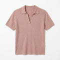 Qwecridj™ Studio Ribbed Knit Polo – Gender-Neutral Short-Sleeve Polo Shirt, Relaxed Knit Top, Quiet Luxury Essential