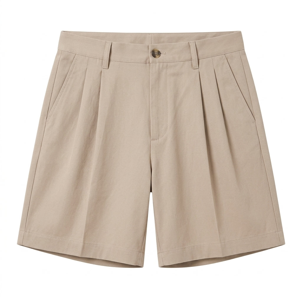 Qwecridj™ Relaxed Pleated Shorts – Unisex Tailored Shorts, Mid-Rise Wide-Leg Bottoms, Minimal Summer Streetwear