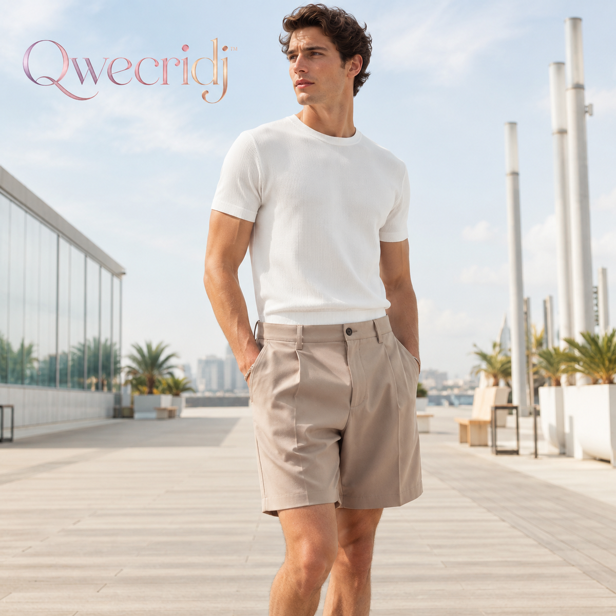 Qwecridj™ Relaxed Pleated Shorts – Unisex Tailored Shorts, Mid-Rise Wide-Leg Bottoms, Minimal Summer Streetwear